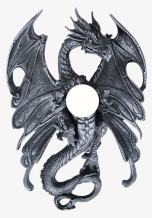 Dragon Orb Wall Lamp - Medieval Florian Shadow Dragon With Open Wings Wall