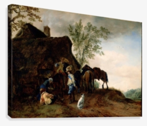 Halt Of Cavaliers At An Inn Canvas Print