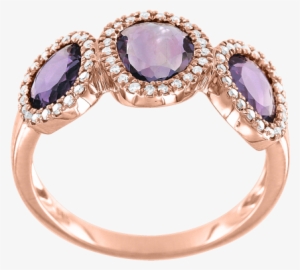 Ladys Ring In Red/ White Gold 585 With Diamonds, Ametyst - Rot/ Weißgold 585 Damenring Mit Brillanten, Amethyst