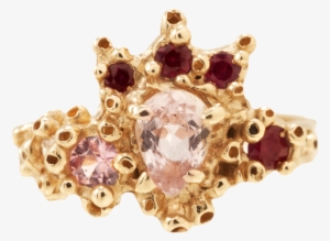 Ruta Reifen Yellow Gold Crown Red Pink Sapphire Ring - Crystal