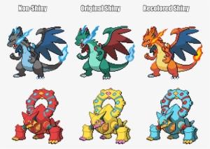 Artmega Charizard X And Volcanion Shiny Recolors I - Cartoon