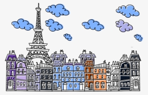 Paris Eiffel City Cute Drawing Clipart Png - Eiffel Tower