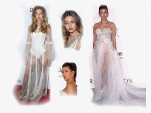 Long Naked White Dress,gigi Hadid Vs Hailey Baldwin - Gown