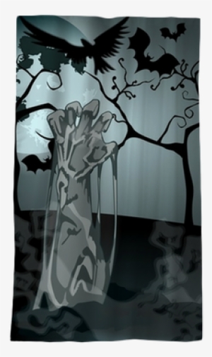 Illustration Of Undead Zombie Rising From The Grave - Cute Halloween