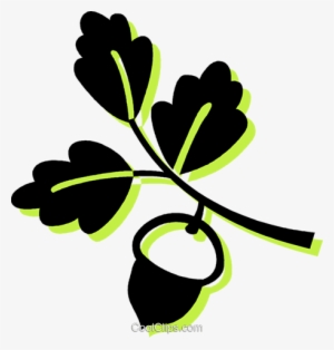Acorn And Leaves Royalty Free Vector Clip Art Illustration - Acorn