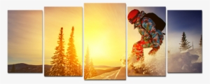 Snow Boarder 5 Panel Canvas Wall Art - 2 Panel Wall Art Transparent