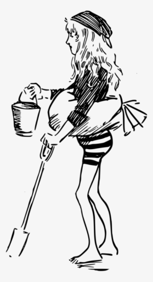 Beach Drawing Woman Seaside Resort Sand - Girl On Beach Svg