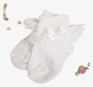 Lace, Satin & Pearls White Nylon Dress Socks Baby Girls