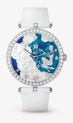 Lady Arpels Zodiac Aquarius Watch,shiny Alligator, - 梵 克 雅 宝 水瓶 座