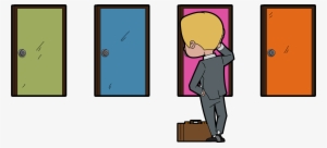 Career Change Cartoon With Multiple Doors - Career