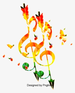 Beautiful Cartoon Hand-painted Music Symbol Staff, - Dessin Magnifique De Musique
