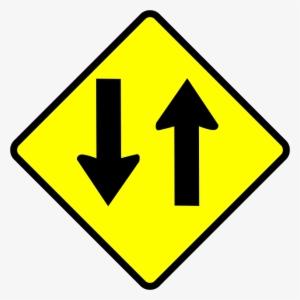 Free Vector Caution Two Way Street Clip Art - Right Lane Ends Sign