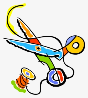 Vector Illustration Of Needle, Thread, Scissors, Sewing - Sewing Clipart