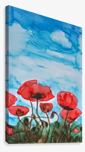 Painting Of Red Poppies And A Blue Sky Canvas Print