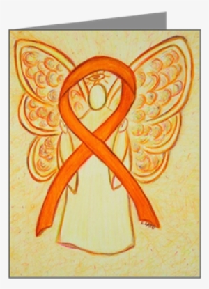 Orange Awareness Ribbon Angel Note Cards -20 Pk - Cll Cancer Orange Ribbon