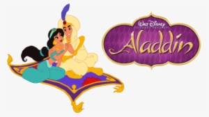Aladdin Movie Image With Logo And Character - Aladdin And Jasmine Clipart