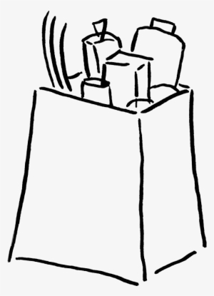 Grocery Cart Clipart - Clip Art Black And White Groceries