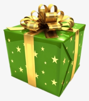 Green Gift Box With Golden Ribbon Png - Blue And Green Gift Box ...