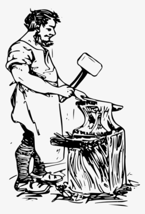 Blacksmith Drawing Hammer Line Art Color - Clip Art Black And White Blacksmith