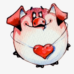 Watercolor Piggies Messages Sticker-1 - Illustration