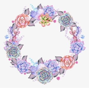 Watercolor Succulent Wreath- Ready To Press Transfer - Succulent Plant