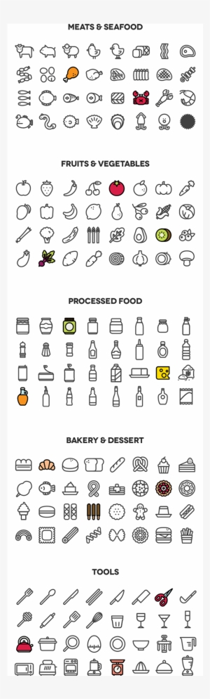 160 Cooking Icons On Behance - Drawing