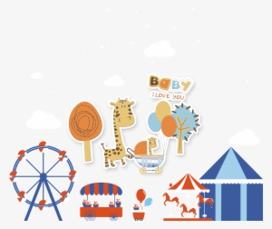 Hand Drawn Cartoon Playground Decoration Psd Image - Zazzle Niedliche Giraffenmutter Und Baby Strollerdecke