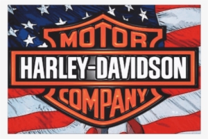 Imagem Do Quadro Decorativo Harley Bandeira E - American Flag Harley Davidson Logo