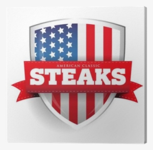 Quadro Em Tela Bifes Escudo Do Vintage Com Bandeira - Bbq Usa Logo