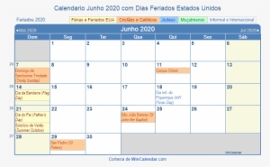 Calendário Dos Estados Unidos Junho 2020 Em Formato - Holidays In January 2019