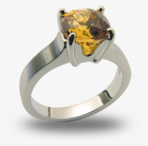 Platinum Spessartite Garnet Ring In A Solitaire Mounting - Garnet