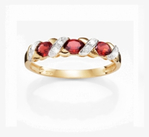9ct Garnet & Diamond Ring - Ring