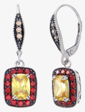 Luscious Vintage Inspired Yellow, Garnet And Champagne - Earring