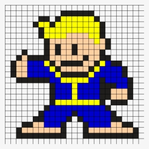 Fallout Vault Boy Perler Bead Pattern / Bead Sprite - Fallout 4 Vault Boy Pixel
