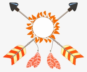 Tribal Crossed Arrows Graphic - Crossed Feather Arrow Clipart