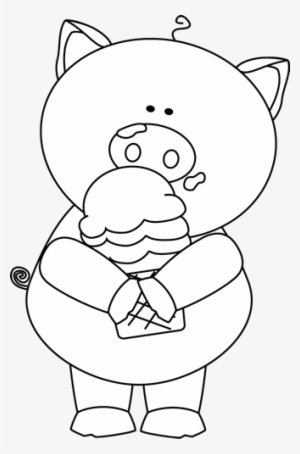 Delicious Ice Cream Clipart Black And White - Elephant Eating Banana Clipart Black And White