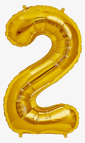 Number Two 2 Jumbo Gold Foil Balloon - Gold 2 Balloon Transparent
