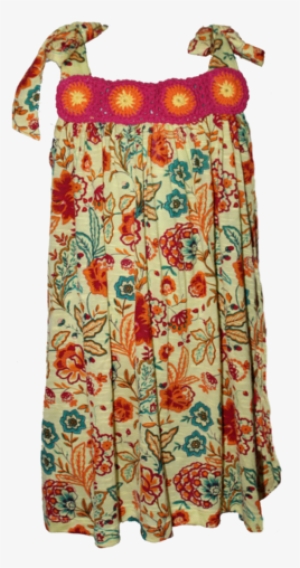 Flower Yellow Dressdress With Crochet Neckline Runs - Day Dress