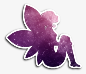Purple Fairy Silhouette Vinyl Die Cut Sticker - Sitting Glitter Fairy (purple) Beach Towel