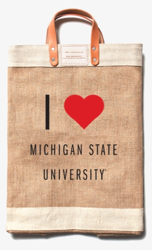 I Heart Michigan State University Apolis Market Bag - Apolis Richmond Market Bag - Brown - Totes