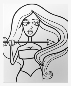 Woman Sagittarius Sign For Coloring Poster - Sagittarius