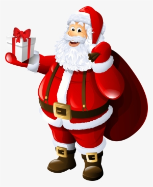 Transparent Santa Claus With Gift And Bag - Merry Christmas Whatsapp Dp