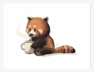 Print Redpanda - Red Panda Drinking Coffee
