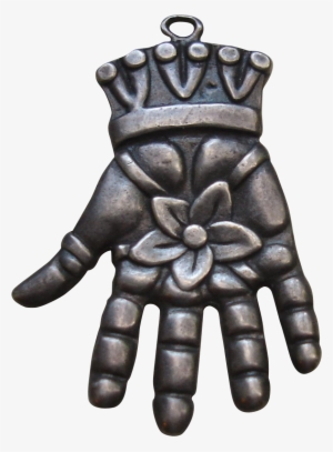 Beautiful Antique Hamsa, Hand Of God Sterling Pendant - Pendant