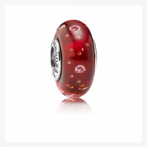 Pandora Red Effervescence Charm, Murano Glass Clear - Red Effervescence Murano Glass Charm - Pandora