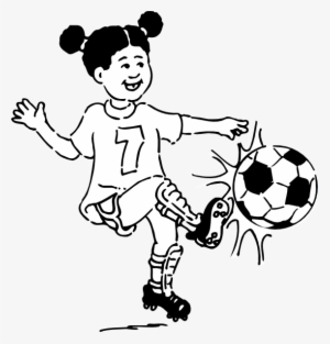Girl Playing Football Outline Clip Art At Clker - Play Soccer Clipart Black And White