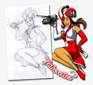 Example Of An Initial Sketch And Final 'getz Girl' - Helicopter Pin Up Girl