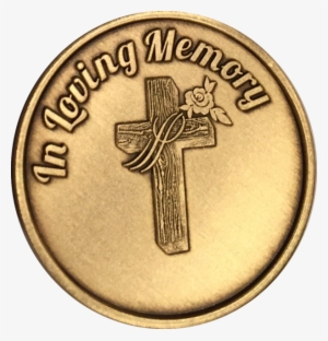In Loving Memory Cross Rose Memorial Bronze Medallion - Cross