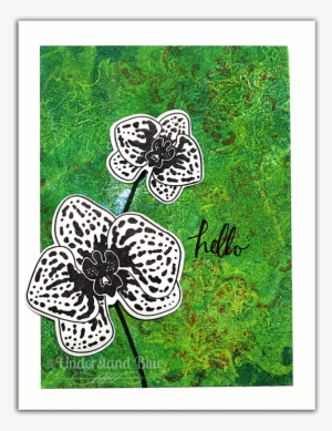 Climbing Orchid Card With Ink Layered Background By - Drawing