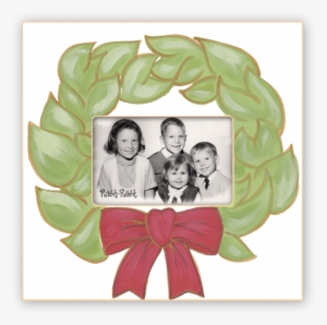 Bay Leaf Wreath Snow - Happy Thanksgiving Bark Picture Frame